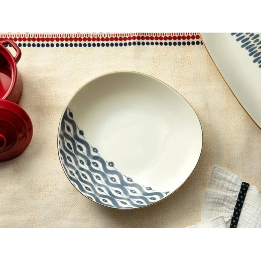 English Home Coastal Stripe Porcelain Deep Dinner Plate 20 Cm Blue-White