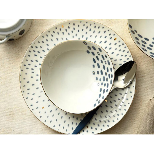 English Home Navy Dots Porcelain Deep Dinner Plate 20 Cm Blue-White