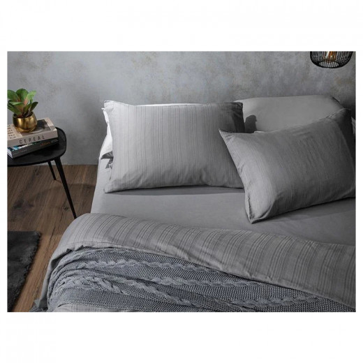 English Home Aurora Silky Touch Double Person Duvet Cover Set, Grey Color, Size 200*220 Cm, 4 Pieces