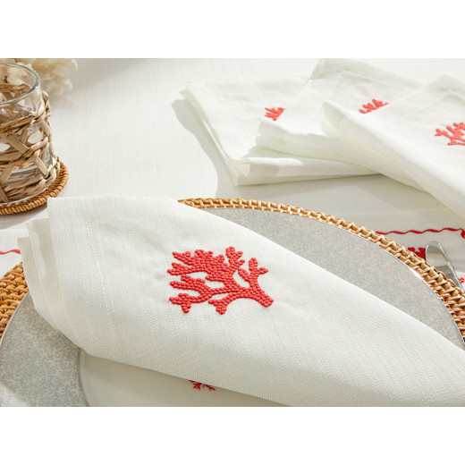 English Home Coral Reef Polyester Guest Napkins, 45x45 Cm, 4 Pieces
