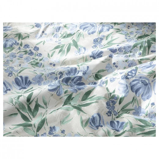 English Home Romantic Bloom Easy Iron Double Duvet Cover Set, Blue Color, Size 200*220, 4 Pieces