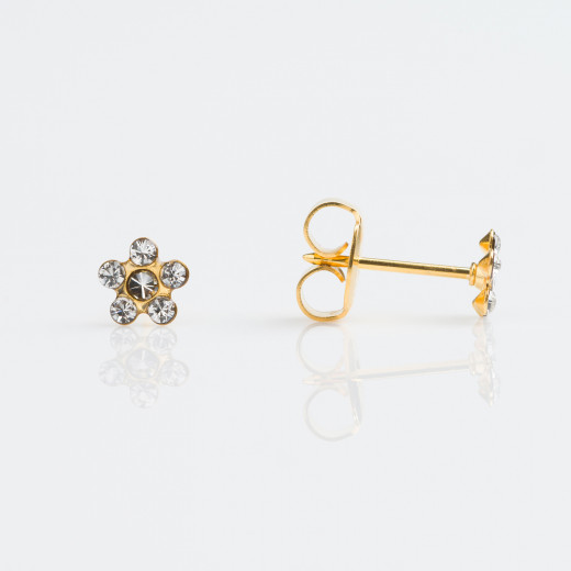 Studex Studex Tiny Tips Gold Plated Daisy April Crystal Earrings, 5mm