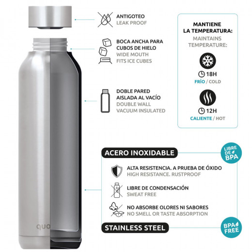 Quokka Stainless Steel Bottle With Strap, Flowers Design, 330 Ml