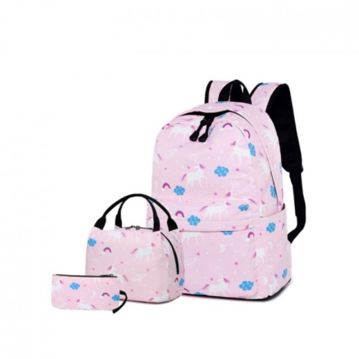 Girls School Backpack Backpack with Lunch Bag & Pencil Case Preppy