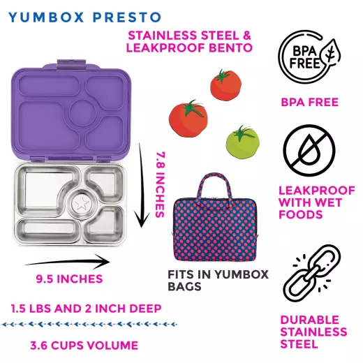 Bento Box Lunch Box Stainless Steel Leakproof, Purple