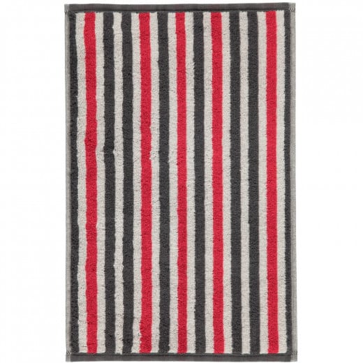 Cawo Tape Guest Towel ,Red & Gray, 30x50 Cm