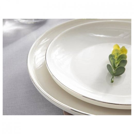 English Home Porcelain Dinnerware, Siver Color, 18 Pieces