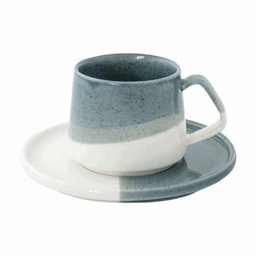 Easy Life Double Coffee Cup & Saucer Set Green Color 130 Ml
