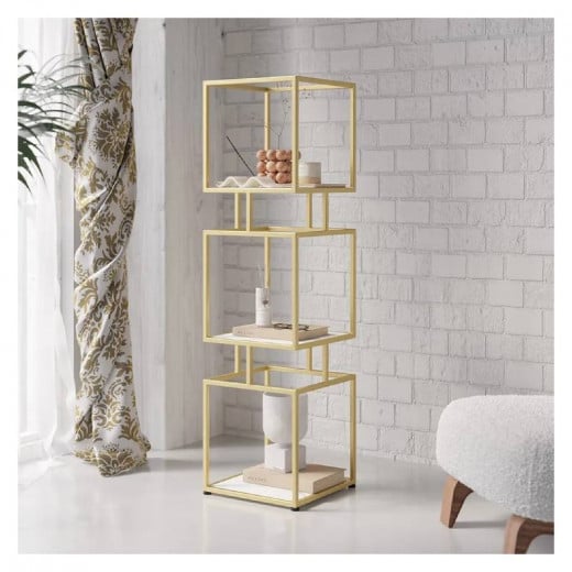 ARMN Regency, Gold Color, 4-Shelf Stand