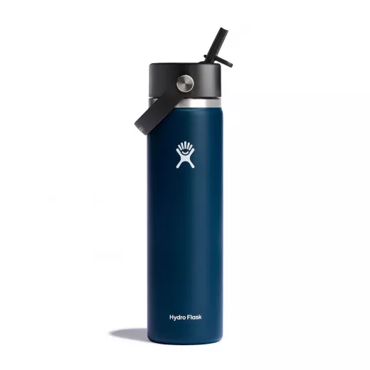 Hydro Flask 24 oz Water Bottle with Straw, Wide Mouth, Indigo Color
