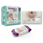 Bambo Nature Offer ( Packs of Wet Wipes, 80 Wipe + Pack of Diapers Size 1 (2-4 kg), 22 Diapers + Pack of Abena Maternity Pads x 14 )