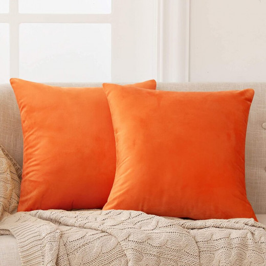 ARMN Azure Plain Cushion Cover, Orange Color