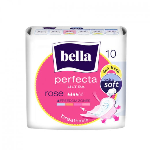 Bella Perfecta Ultra Rose Extra Soft, With Wings, Scented, 10 Pieces
