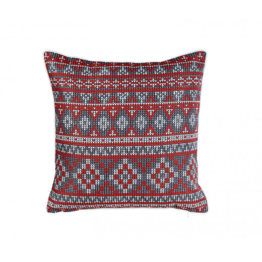 ARMN Azure Patterned Cushion Cover, Gray & Red Color