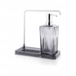 Primanova Luna Kitchen Liquid Soap Dispenser & Towel Holder, Transparent Black
