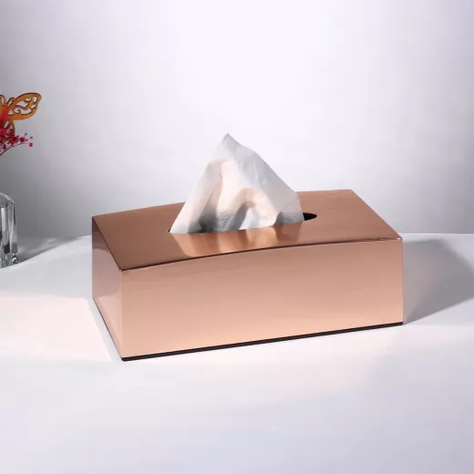 صندوق مناديل ورقية من الأكريلك بتصميم معدني, باللون روز جولد من فاج