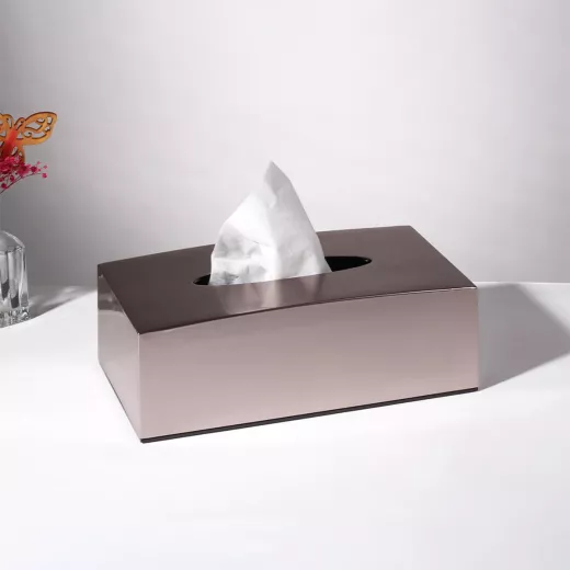 صندوق مناديل ورقية من الأكريلك بتصميم معدني, باللون الفضي من فاج