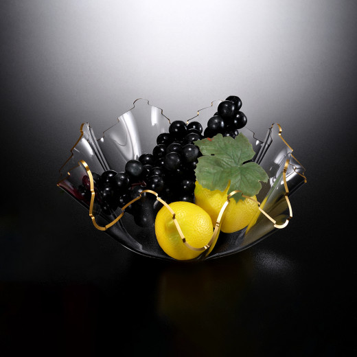 Vague Acrylic Golden Fruit Bowl 24.5 centimeters