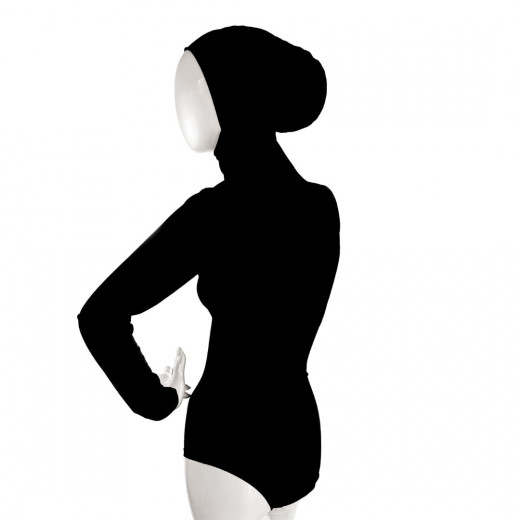 RUUQ Women's Nursing Bodysuit Long Sleeve with Hijab Cap - Black - 2XL
