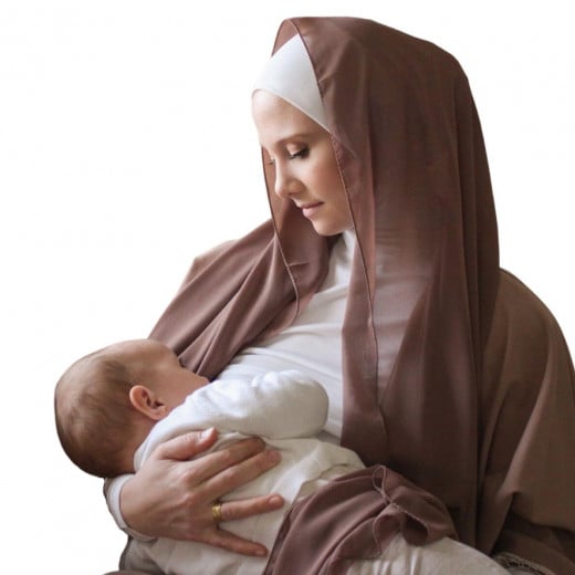 RUUQ Women's Nursing Bodysuit Long Sleeve with Hijab Cap - Ivory - XL