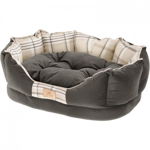 سرير للكلاب والقطط مع وسادة قابلة للإزالة، لون بني، حجم 60 سم من فير بلاست
