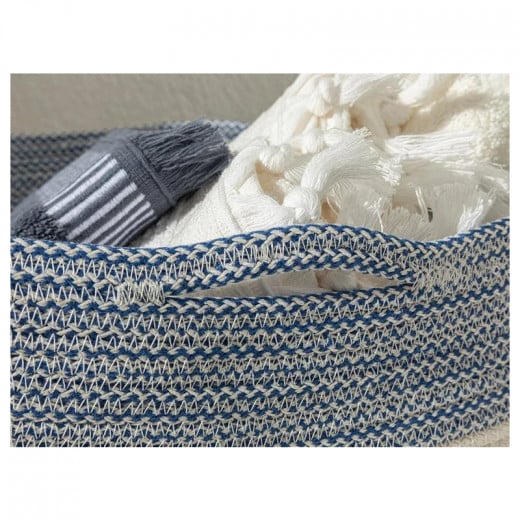 English Home Marina Knitted Basket, Blue & White, 30x15 Cm