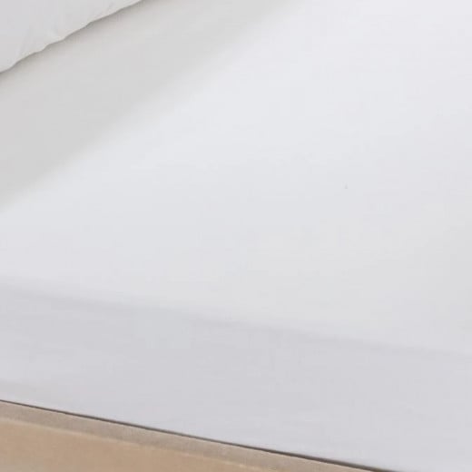 ملاءة سرير ساتان سادة من سيبيلا- مجموعة فنادق مزدوجة الحجم باللون الأبيض من مدام كوكو