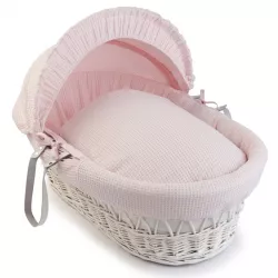 Mosses Wicker Baby Basket , Pink Color