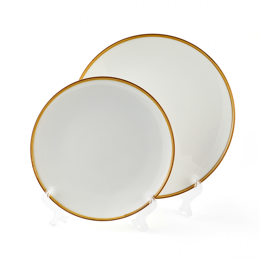 Porceletta Ivory Mocha Porcelain Rimmed Thin Flat Plate 20 cm / 8