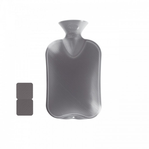 Fashy double ribbed hot water bottle latex free grey 2.0l