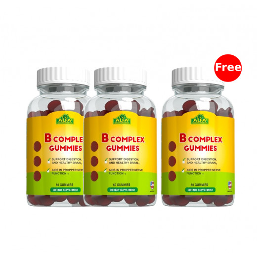ALFA VITAMINS Vitamin B Complex Gummies with Vitamin B12, 2 Packs + 1 Pack for Free