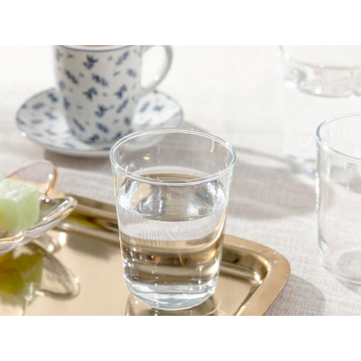 Hira Glass 6 Set Served With Coffee Water Glass 12,9x12,5x2,3 Cm Transparent