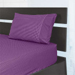 Cannon Dots & Stripes Fitted Sheet Set, Poly Cotton, Purple Color, Queen Size, 3 Pieces
