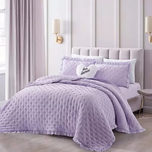 Nova Home "Mabel" Quilted Embroidery Kid's Comforter, Lilac Color, Queen Size, 5 Pieces