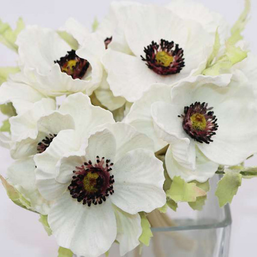 زهور اصطناعية "بوبي" ، لون ابيض، 24 سم من نوفا هوم