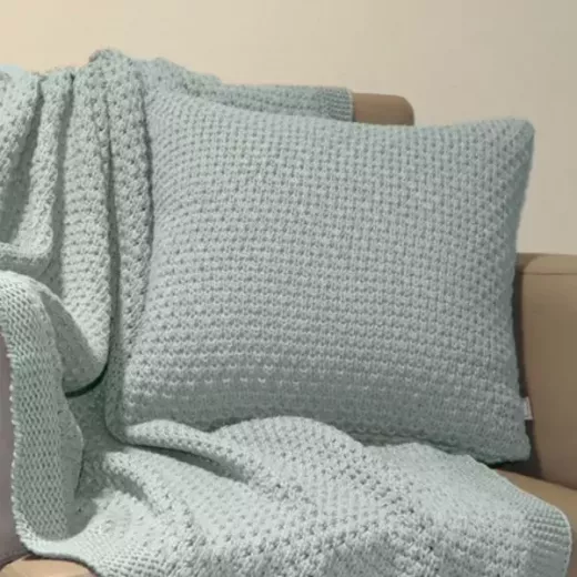 Nova Home Pearly Hand Knitted Cushion Cover, Light Green Color
