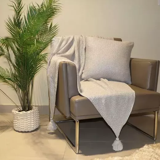 Nova Home Shine Hand Knitted Cushion Cover, Grey Color