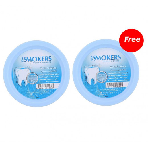 Eva Smokers Cleaning Whitening Teeth Powder, with Fluorine 40 Gram 1+1
