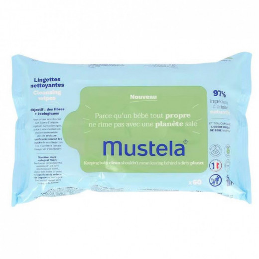 Mustela Vitamin Barrier Cream, 50 Ml + Cleansing Baby Wipes, 60 Wipes, 2 Packs