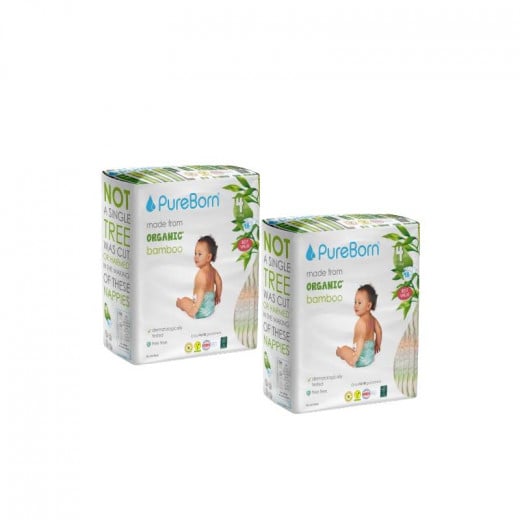 Pure Born Organic Nappies Double Pack, Tropic Design, Size 4, 7-12 Kg, 48 Pieces, 2 Packs