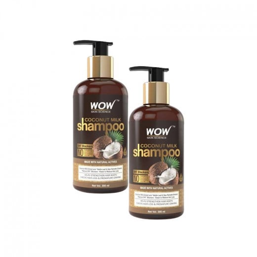 Wow Skin Science Coconut Milk Shampoo, 300ml, 2 Packs