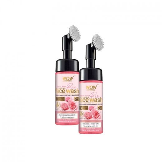 Wow Skin Science Himalayan Rose Foaming Face Wash With Brush, 150ml, 2 Packs