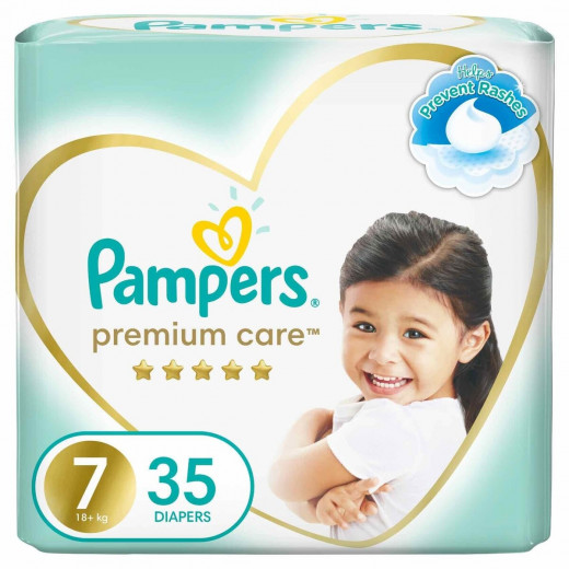 Pampers Premium Care Baby Diapers, Size 7, 18+Kg, 35Pieces, Douple Pack
