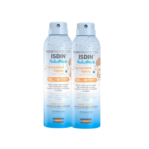Isdin Fotoprotector Transparent Ped Spray Wet skin Spf50, 250 Ml, 2 Packs