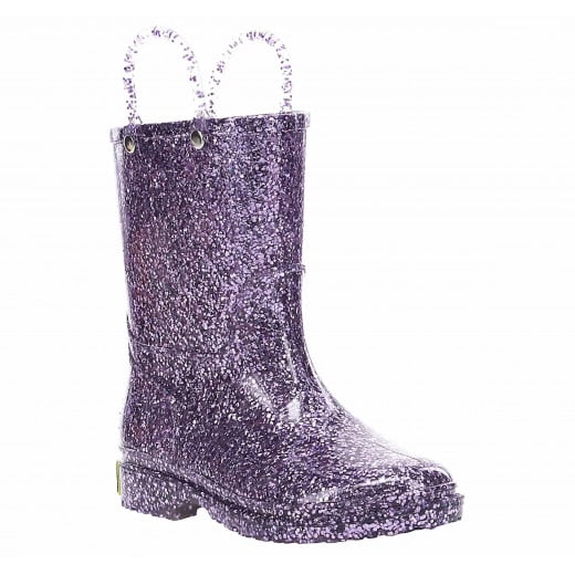 Western Chief Kids Glitter Rain Boots, Purple Color, Size 24
