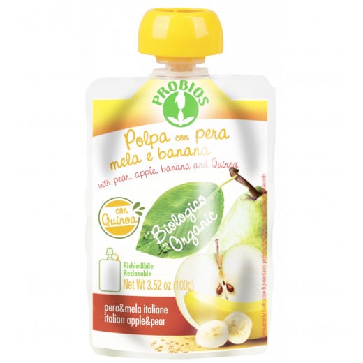 Probios Organic Pear & Banana & Quinoa & Pulp, 100 Gram, 6 Packs