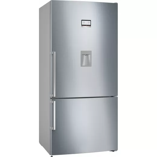 Series 6 free-standing fridge-freezer with freezer at top 186 x 86 cm Stainless steel (with anti-fingerprint)