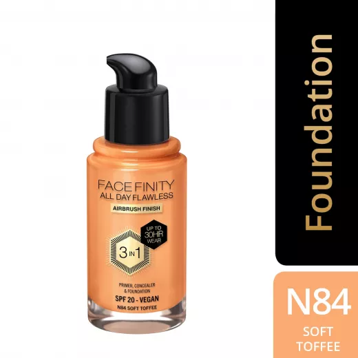 Max Factor Facefinity All Day Flawless 3 in1 Foundation 30ml N84 SOFT TOFFEE