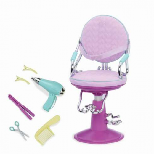 Our Generation Sitting Pretty Salon Chair Hair Styling Accessory Set for 18