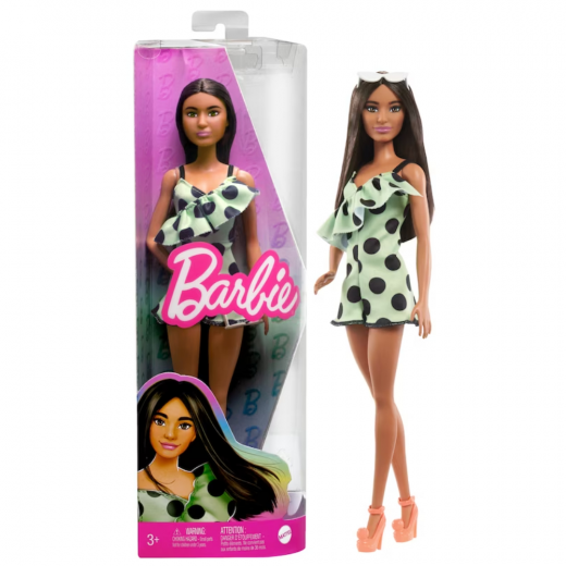 Barbie | Doll, Brunette with Polka Dot Romper, Clothes and Accessories​